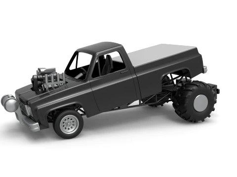 Old school pulling truck 2wd Scale 1 to 25 3D 프린트 모델