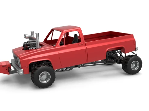 Old school pulling truck 4wd Scale 1 to 25 3D 프린트 모델