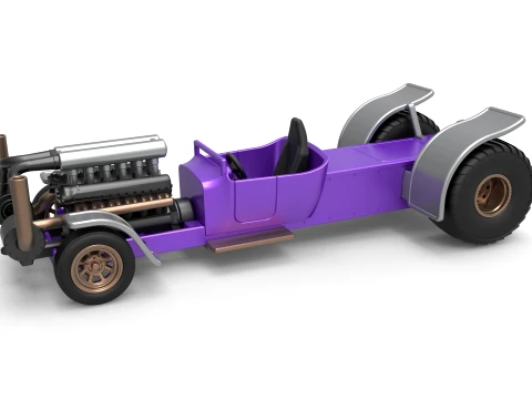 Pulling truck 2wd Hot rod with turbo V12 Scale 1 to 25 3D Print Model