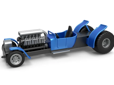 Cami&oacute;n de tracci&oacute;n 2wd Hot rod con V12 Escala 1 a 25 Modelo de impresión 3D