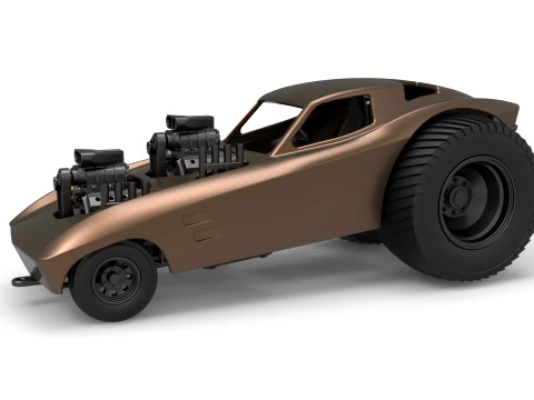 Pulling truck 2wd with Car shell Version 2 Scale 1 to 25 Model do druku 3D