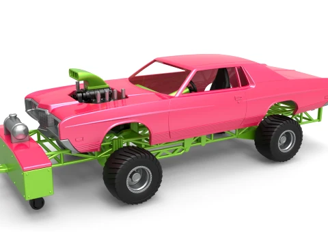 Pulling truck 4wd with Car shell Scale 1 to 25 3D Print Model