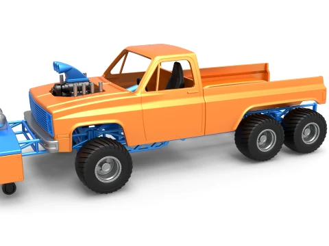 Pulling truck 6wd Scale 1 to 25 3D Baskı Modeli