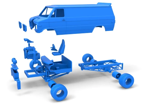 Pulling van 4wd Version 1 Scale 1 to 25 3D Print Model