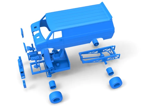 Pulling van 4wd Version 1 Scale 1 to 25 3D Print Model