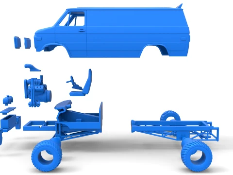 Pulling van 4wd Version 1 Scale 1 to 25 3D Print Model