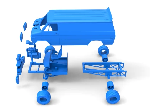 Pulling van 4wd Version 1 Scale 1 to 25 3D Print Model