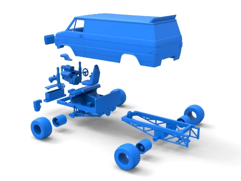 Pulling van 4wd Version 1 Scale 1 to 25 3D Print Model