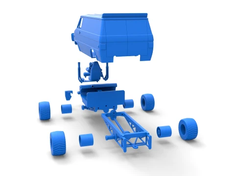 Pulling van 4wd Version 1 Scale 1 to 25 3D Print Model