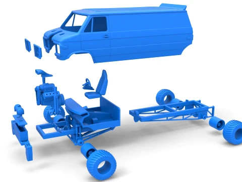 Pulling van 4wd Version 2 Scale 1 to 25 3D Print Model