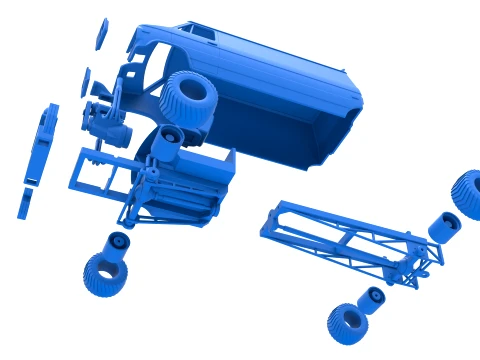 Pulling van 4wd Version 2 Scale 1 to 25 3D Print Model