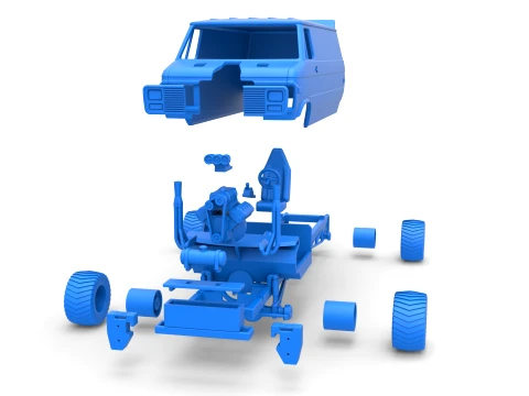 Pulling van 4wd Version 2 Scale 1 to 25 3D Print Model