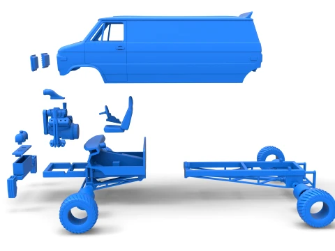 Pulling van 4wd Version 2 Scale 1 to 25 3D Print Model