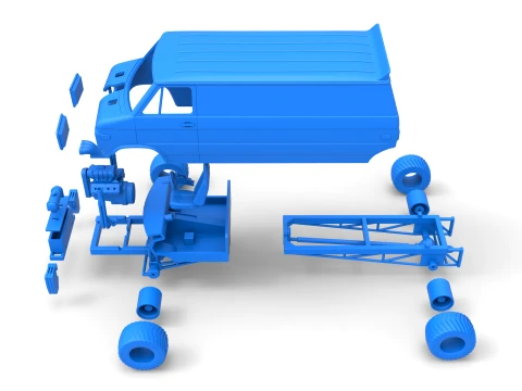 Pulling van 4wd Version 2 Scale 1 to 25 3D Print Model