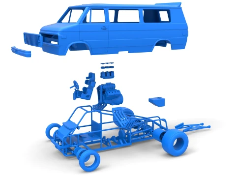 Dragster Van Scale 1 to 25 3D Print Model