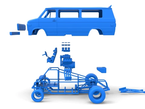 Dragster Van Scale 1 to 25 3D Print Model