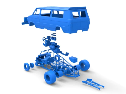 Dragster Van Scale 1 to 25 3D Print Model