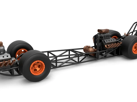 Front engine AWD dragster Scale 1 to 25 3D Druckmodell