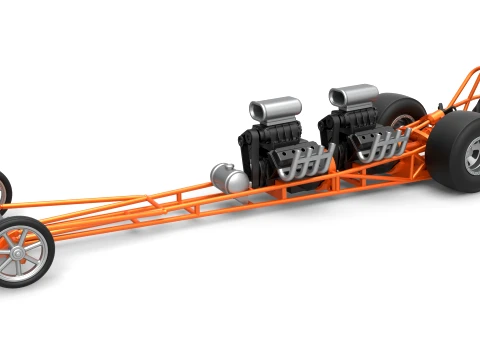 Front engine dragster with 2 V8 Version 1 Scale 1 to 25 3D Druckmodell