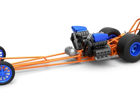 Front engine dragster with 2 V8 Version 2 Scale 1 to 25 3D Druckmodell