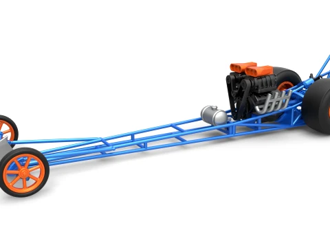 Front engine dragster with double supercharged V8 Scale 1 to 25 3D Druckmodell
