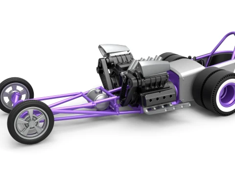 Front engine old school dragster with 2 V8 Version 1 Scale 1 to 25 3D 프린트 모델
