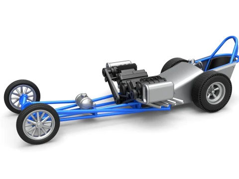 Front engine old school dragster with double supercharged V8 Scale 1 to 25 3D 프린트 모델