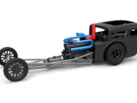 Front engine old school dragster with shell Version 4 Scale 1 to 25 3D 프린트 모델