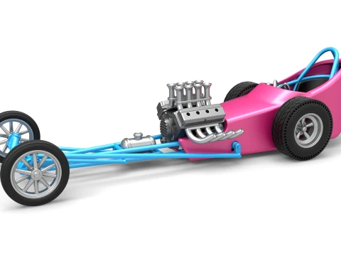 Front engine old school dragster with shell Version 5 Scale 1 to 25 3D 프린트 모델