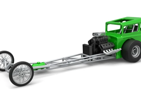Front engine old school dragster with shell Version 7 Scale 1 to 25 3D 프린트 모델