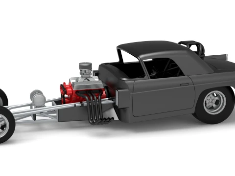 Front engine old school dragster with shell Version 12 Scale 1 to 25 3D 프린트 모델