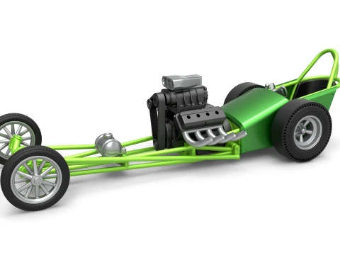 Front engine old school dragster with V8 Version 1 Scale 1 to 25 3D 프린트 모델