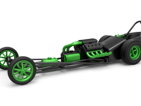 Front engine old school dragster with V8 Version 2 Scale 1 to 25 3D 프린트 모델