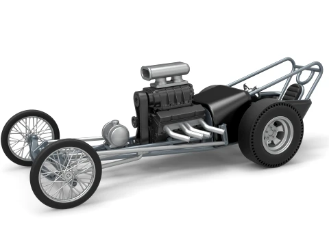 Front engine old school dragster with V8 Version 3 Scale 1 to 25 3D 프린트 모델
