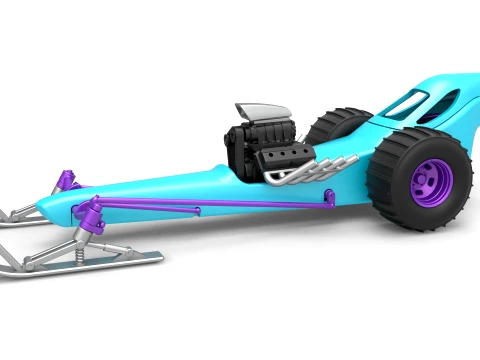 Front engine old school snow dragster Version 1 Scale 1 to 25 3D 프린트 모델
