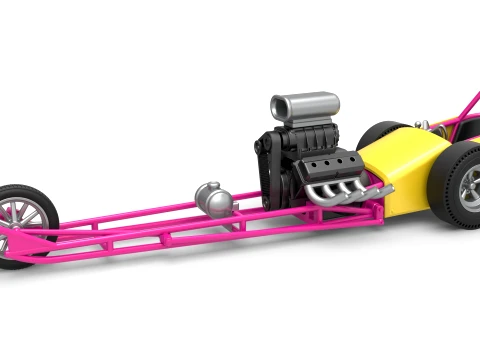 Front engine old school three wheeled dragster Scale 1 to 25 3D 프린트 모델