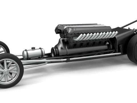 Front engine vintage dragster with V12 Scale 1 to 25 3D 프린트 모델