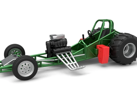 Vintage Pulling Funny car Base Scale 1 to 25 3D 프린트 모델