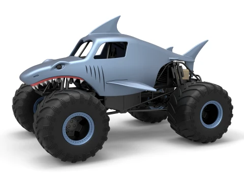 Shark Monster Truck Scale 1 to 25 3D 프린트 모델
