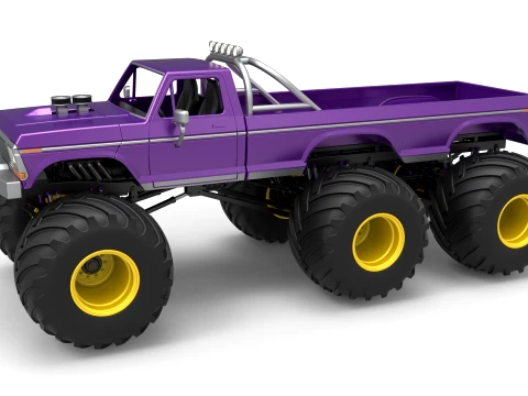 Monster Truck 6x6 concept Version 2 Scale 1 to 25 3D 프린트 모델