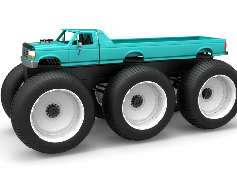 Monster Truck 6x6 concept Version 3 Scale 1 to 25 3D 프린트 모델
