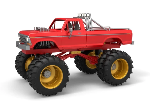 Vintage Monster Truck with double wheels Scale 1 to 25 3D Druckmodell