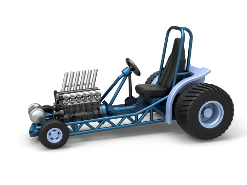 Mini Rod pulling tractor 9 Scale 1 to 25 3D Принт Модель