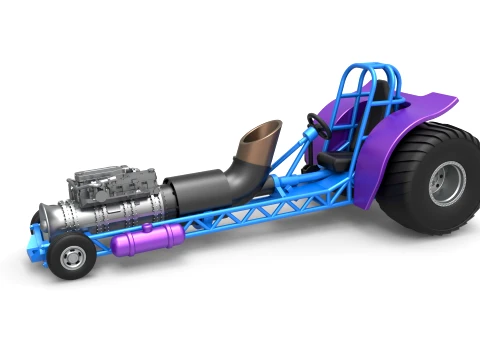 Mini Rod pulling tractor with jet engine 1 Scale 1 to 25 3D Принт Модель