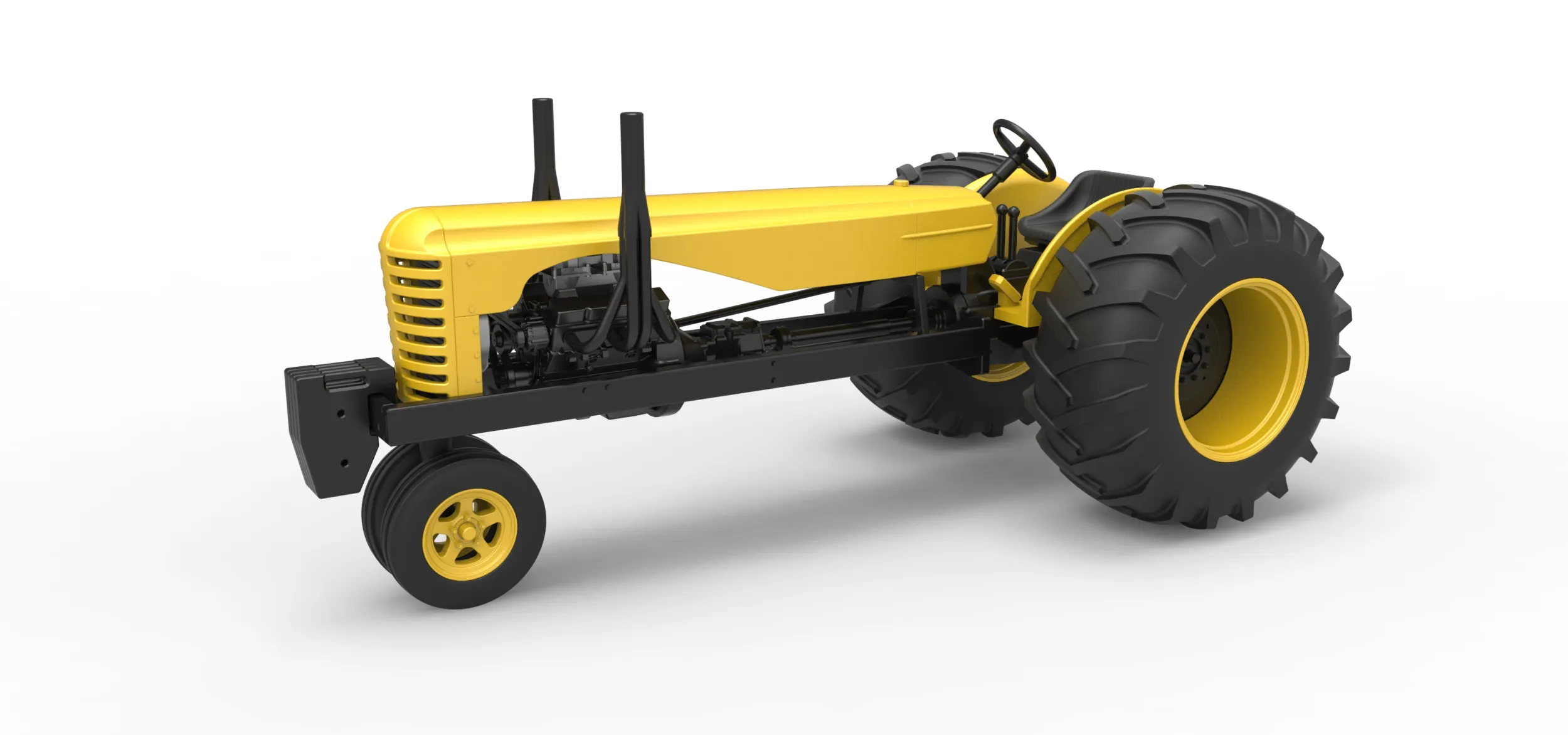 Vintage Small block Pulling tractor Version 2 Scale 1 to 25 3D Print Model .c4d .max .obj .3ds .fbx .stl .blend 