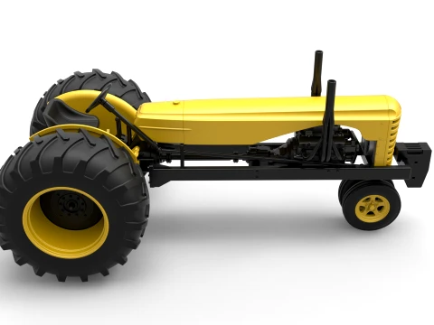 Vintage Small block Pulling tractor Version 2 Scale 1 to 25 3D Print Model