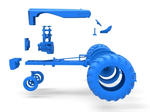 Vintage Small block Pulling tractor Version 2 Scale 1 to 25 3D Print Model