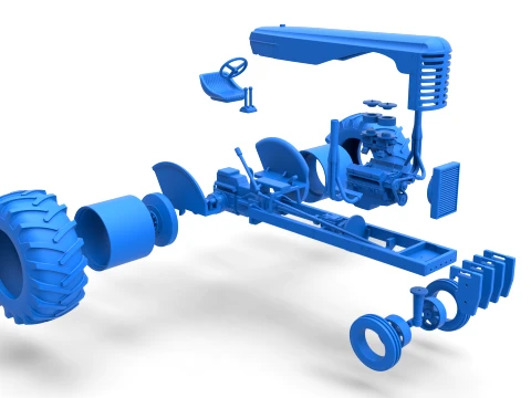 Vintage Small block Pulling tractor Version 2 Scale 1 to 25 3D Print Model