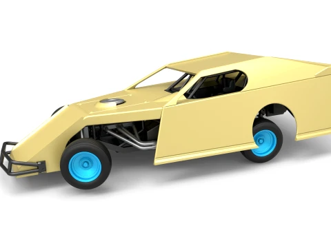 Dirt Modified stock car en tournant &agrave; l'&eacute;chelle 1 &agrave; 25 Modèles 3D en vedette