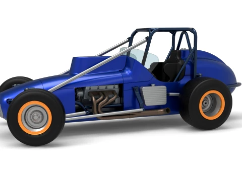 Coche Dirt Silver Crown Champ mientras gira Versi&oacute;n 1 Escala 1 a 25 Modelo de impresión 3D